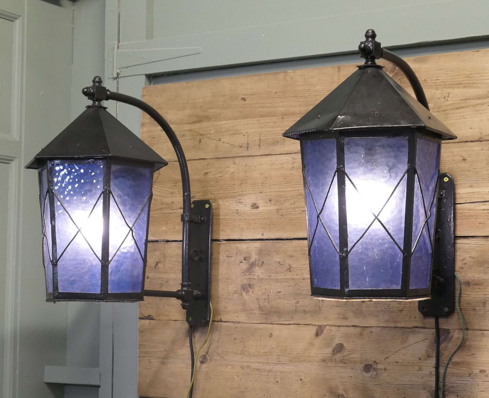A Large Pair Of Entrance Door Wall Lights, Wall Lanterns photo Lighting