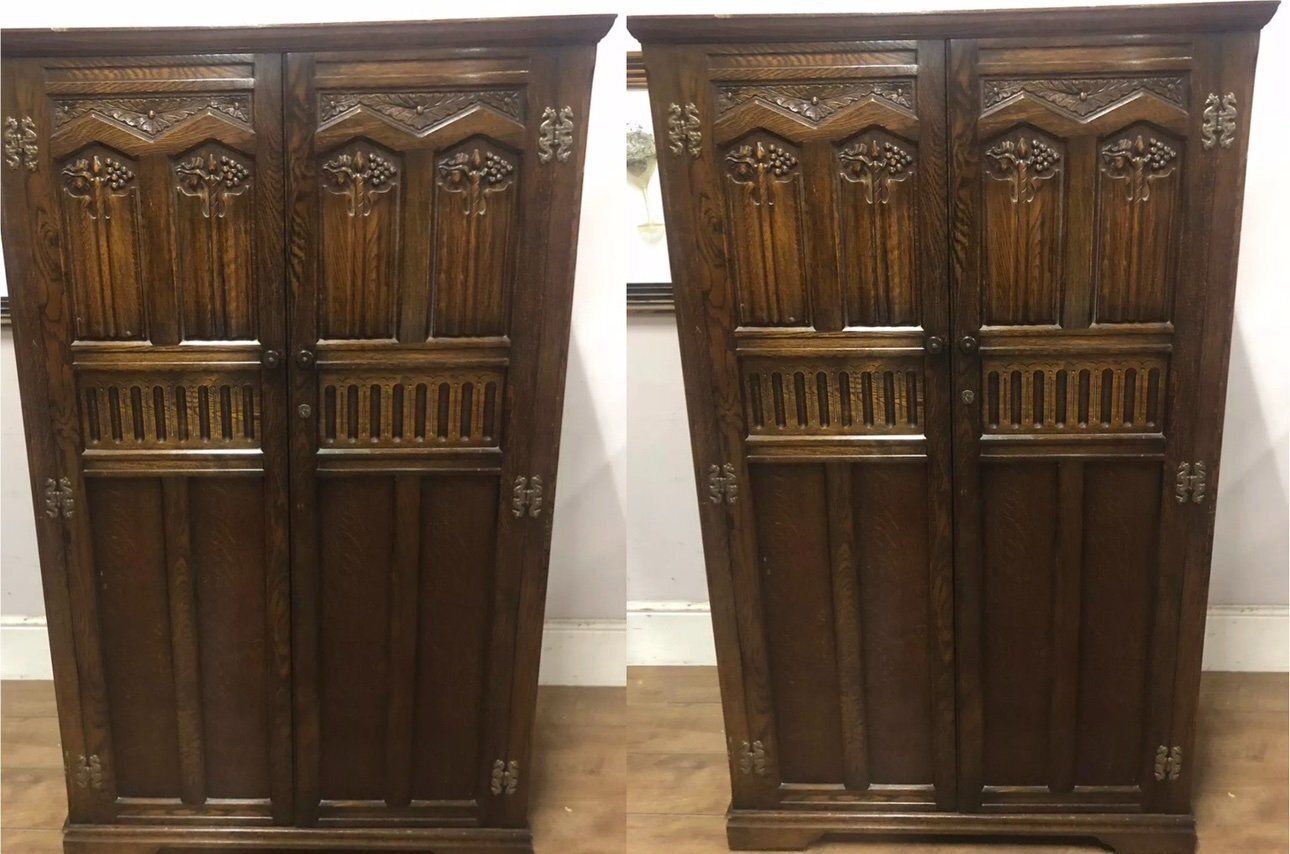 Beautiful Pair Of Matching Old Charm Oak Crown Wardrobes – Choose Your Own Custom Colour And Design