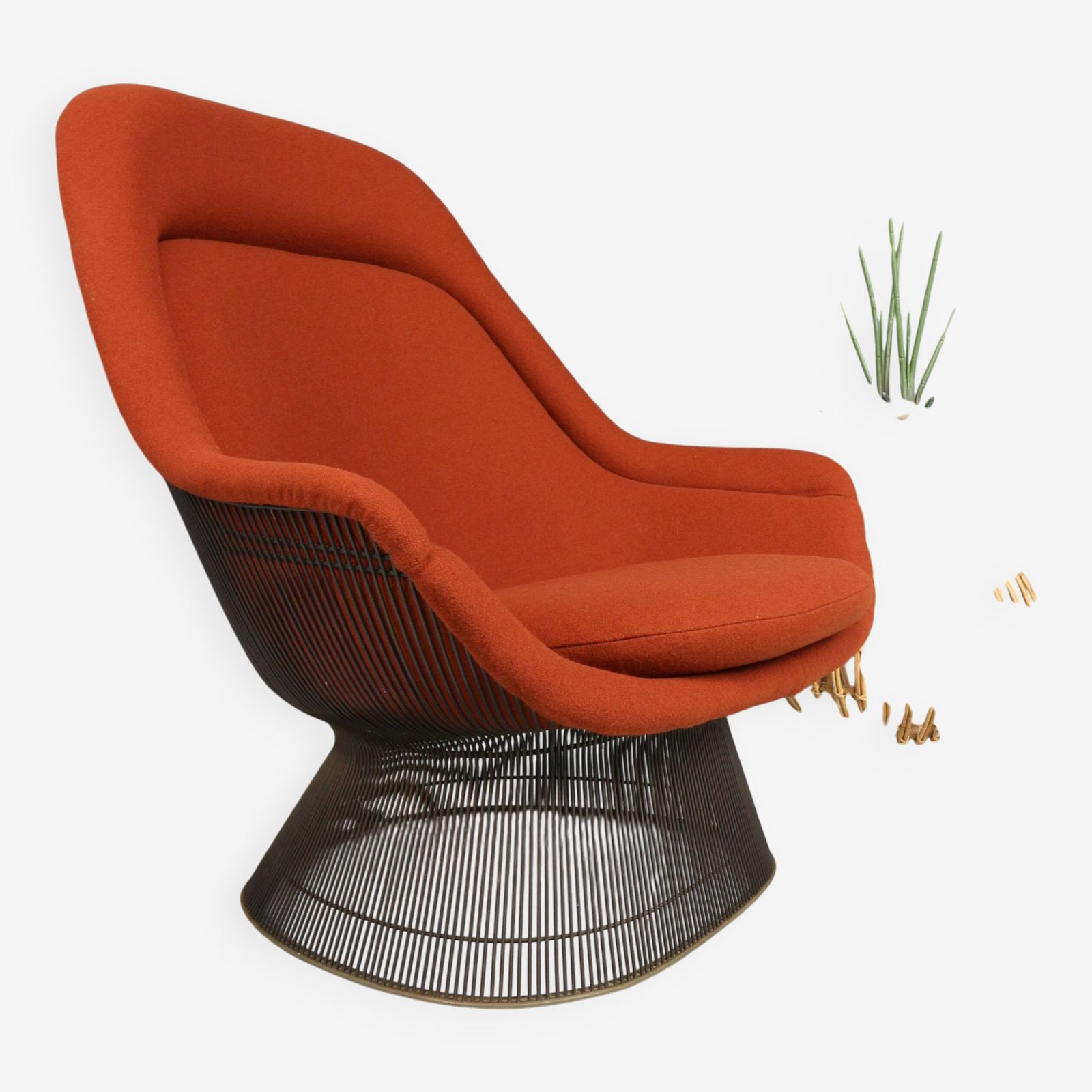 Early Bronze Lounge Chair By Warren Platner For Knoll 1960s In Rust Red