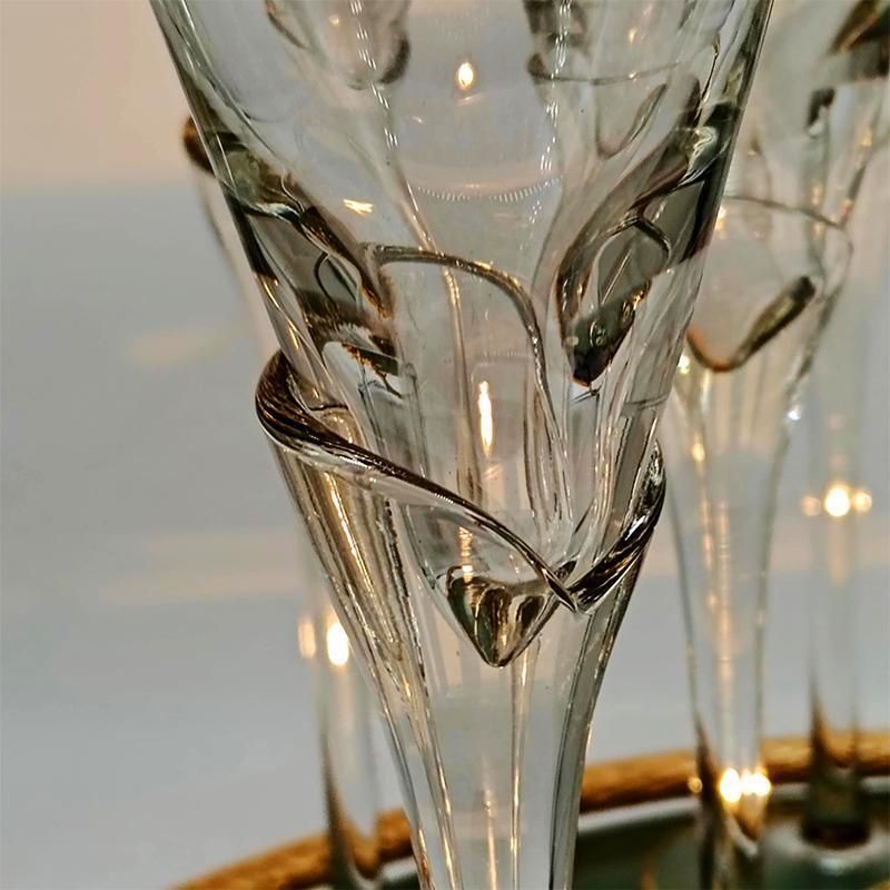 Vintage Stunning Set With 6 Glasses And A Tray In Murano Glass With Hand Decorated 24k Gold Finishes By Gn Murano. photo vintage
