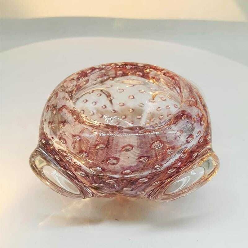 1960s Pink Ashtray Or Catch All In Murano Glass With Air Bubbles. Made In Italy. photo for sale