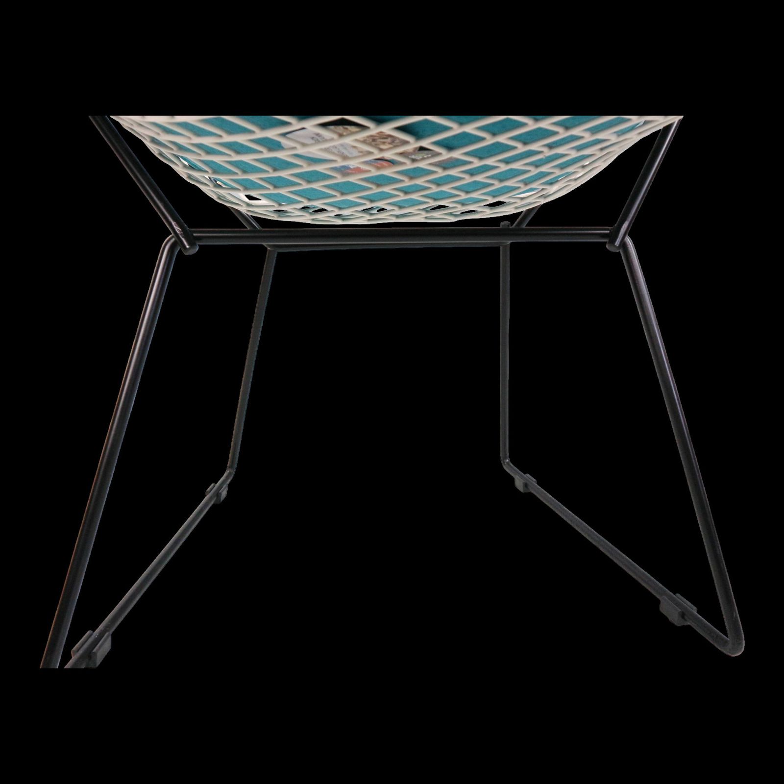Diamond Chair By Harry Bertoia In White & Black Metal And New Leather Seati photo furniture