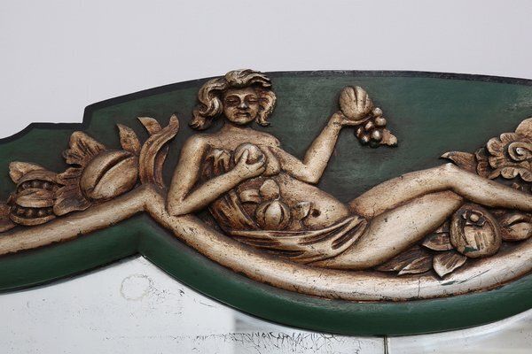 Art Deco French Mirror In Green Carved Wood, 1930s photo for sale