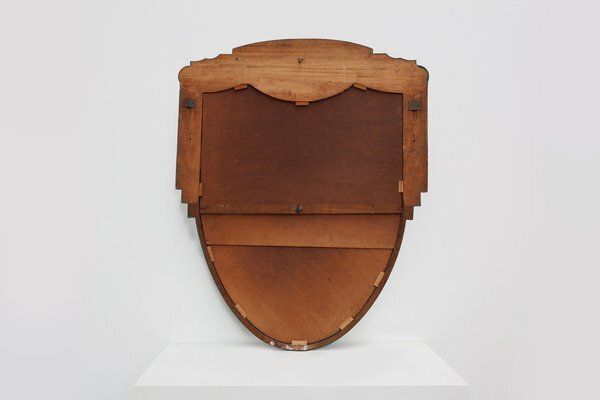 3128.0 Art Deco French Mirror In Green Carved Wood, 1930s photo