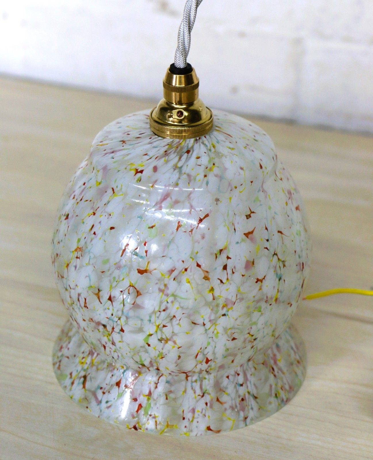 Ceiling Light Unusual Antique Art Deco Pendant Splatter Glass New Fittings photo vinterior