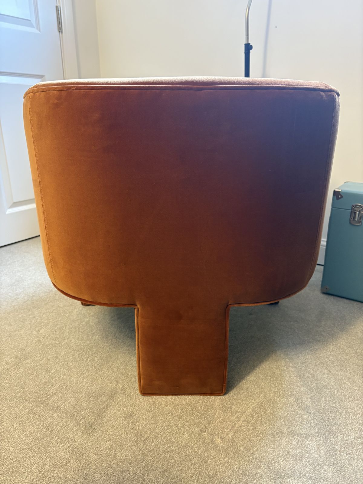 Burnt Orange Velvet Armchair, 21st Century photo furniture
