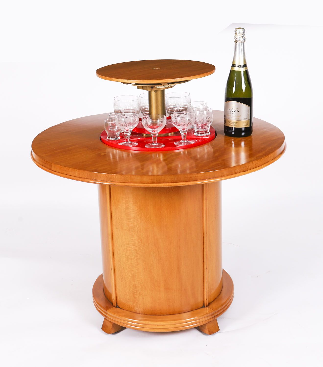 Satin Wood Pop Up Modernist Cocktail Cabinet C1950 photo furniture