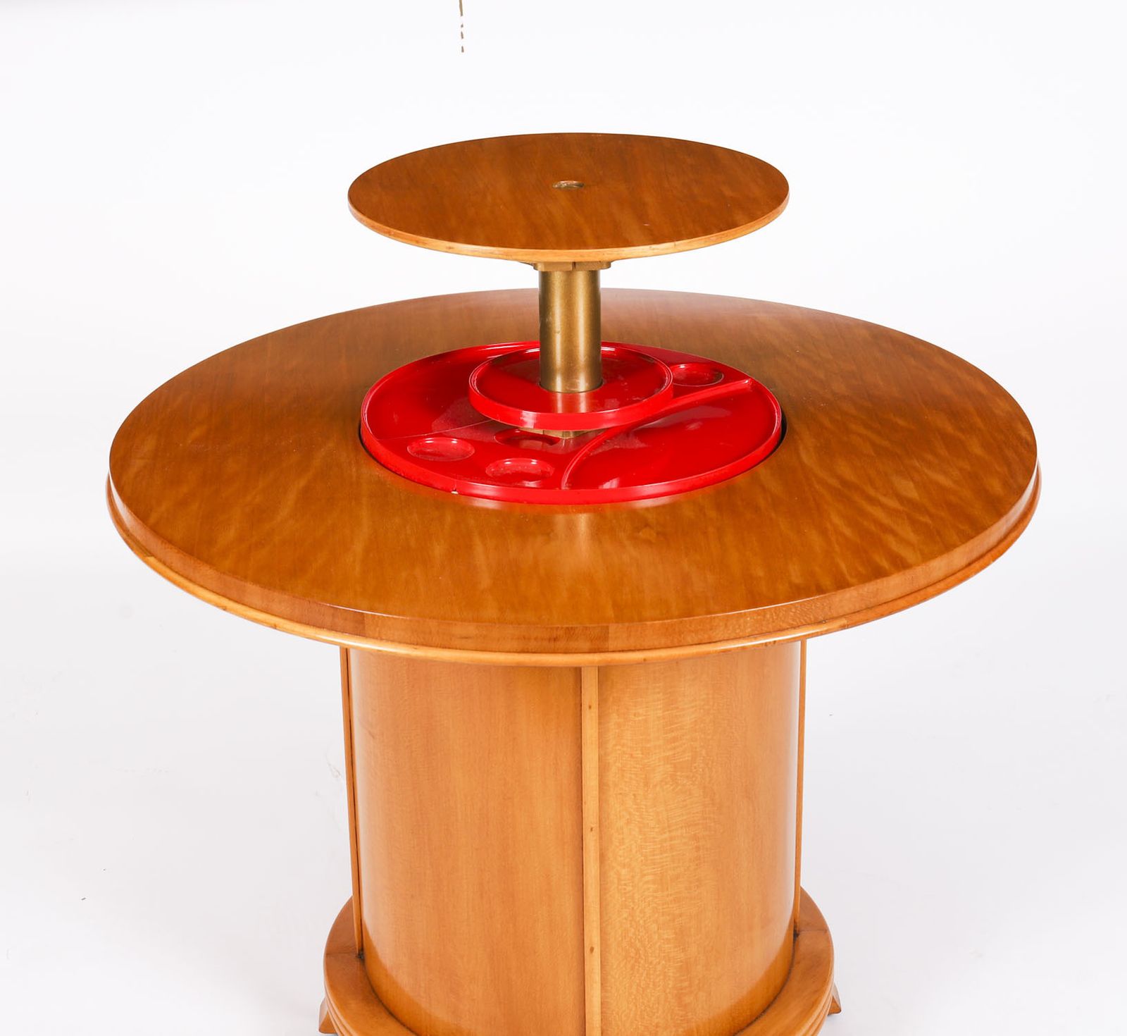 1550.0 Satin Wood Pop Up Modernist Cocktail Cabinet C1950 photo