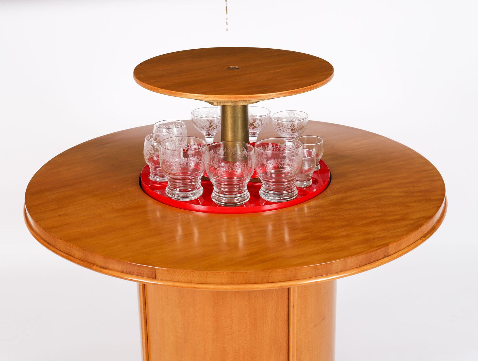 photo buy Satin Wood Pop Up Modernist Cocktail Cabinet C1950