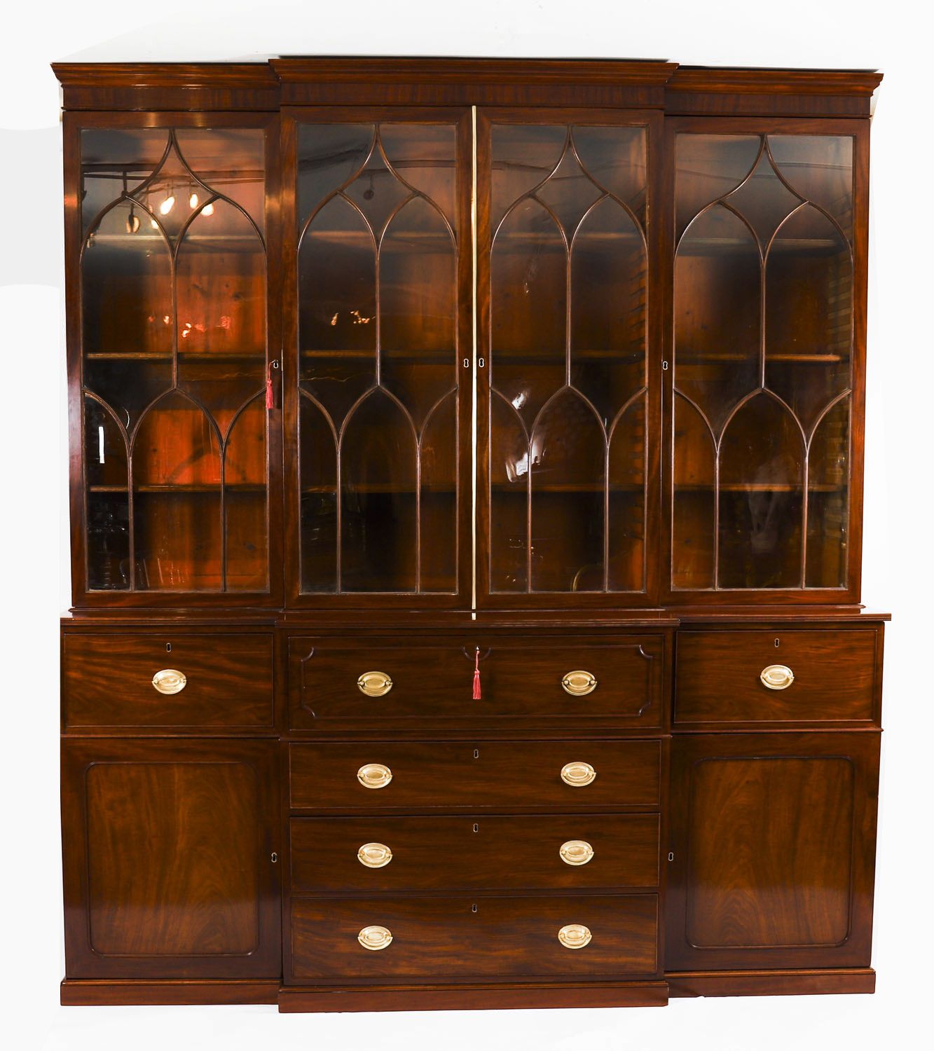 Antique George III Secretaire Breakfront Bookcase Circa1820 19thc photo furniture