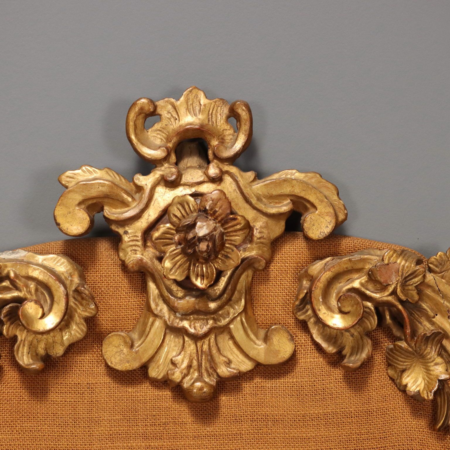 Antique Headboard Wood Fabric Italy XIX Century photo Furniture