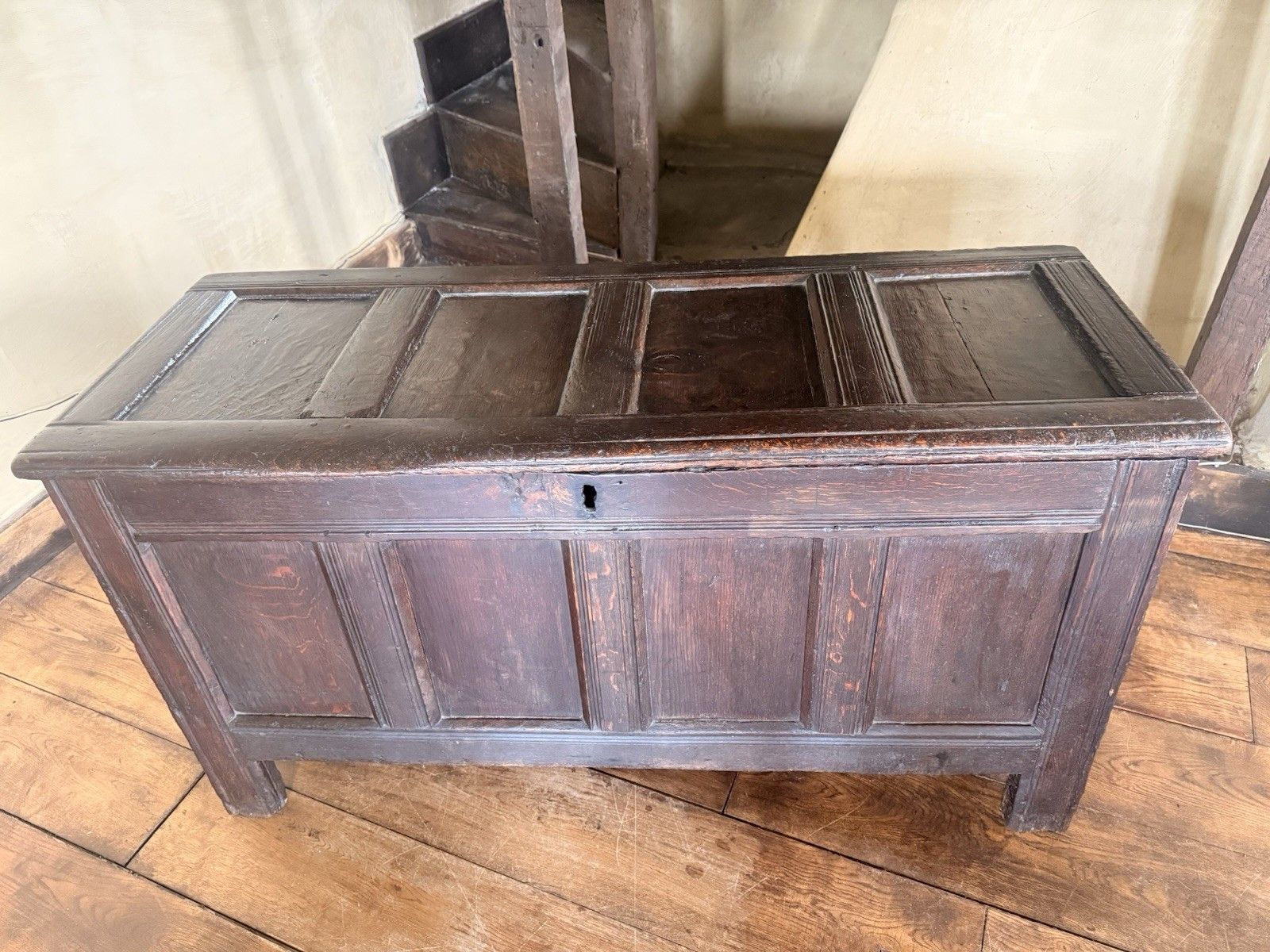 English Substancial Heavy Large Antique Oak Panelled Chest Coffer Circa 1600's photo Furniture