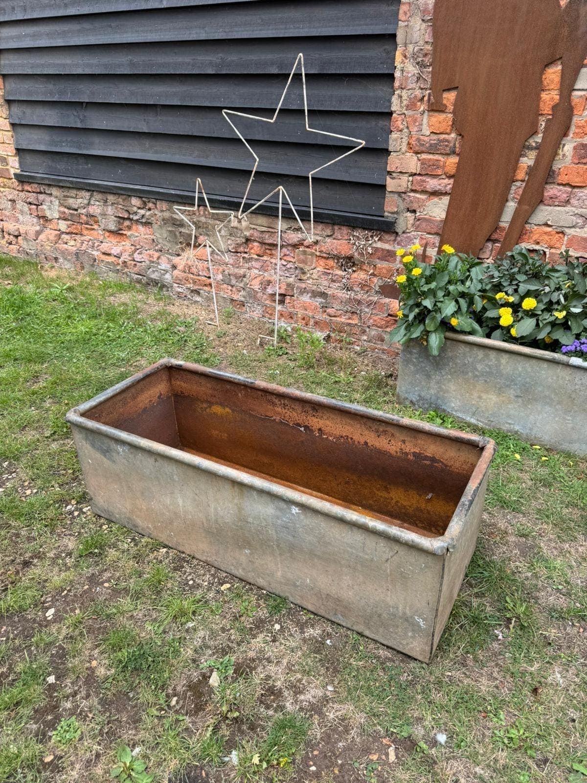 Rustic Galvanised Trough Garden Planter / Raised Bed Flower Plant Tree Pot 6a photo Garden Decor