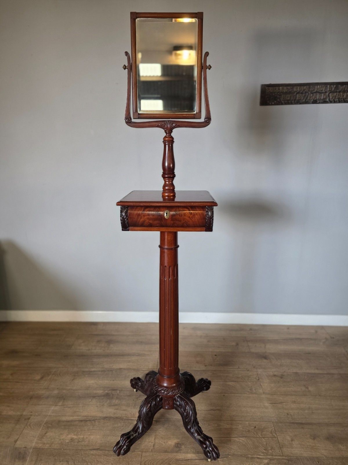 Victorian 1909 Mahogany American Gentleman's Shaving Stand/Vanity Mirror Stand photo furniture