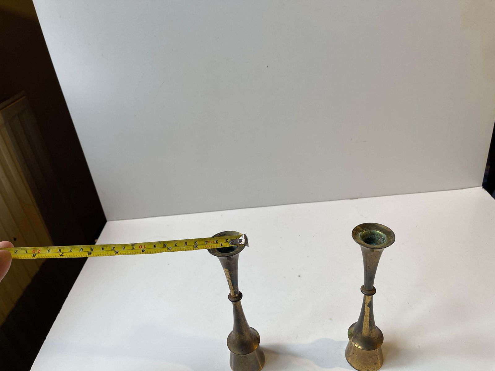 A Pair Of Jens Harald Quistgaard Candlesticks In Patinated Brass, 1960s photo vintage