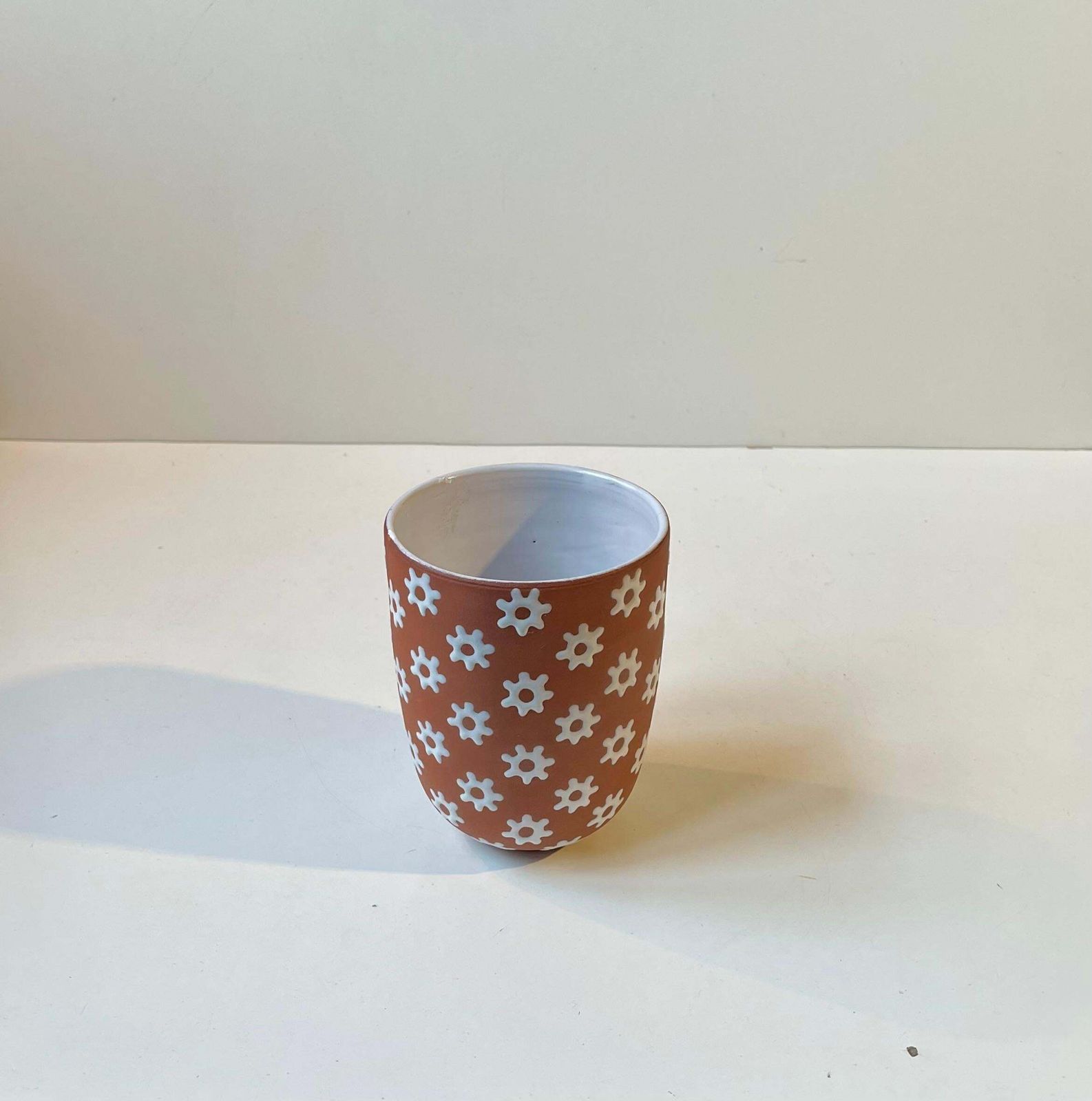 Edith Nielsen Ceramic Vase With White Flowers For Zeuthen 1950s photo Home Decor