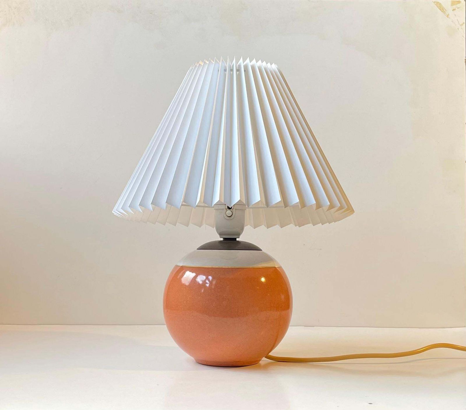 Art Deco Glazed Spherical Table Lamp By E. F. F. Copenhagen, 1930s photo for sale