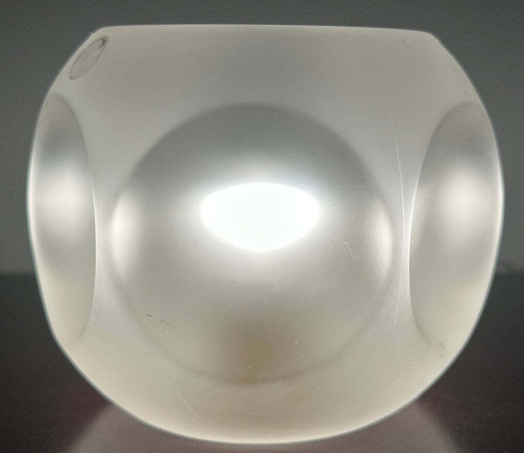 photo for sale Pair Of 1970s German Peill & Putzler Frosted Circular Concave Glass Table Lamps