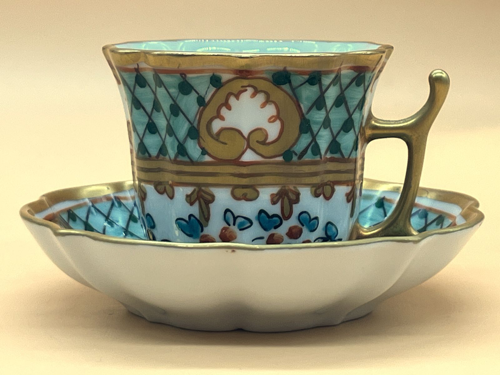 Dumont Limoges Porcelain Hand Painted Floral Miniature Decorative / Cabinet Display Tea Cup And Saucer Duo. photo buy