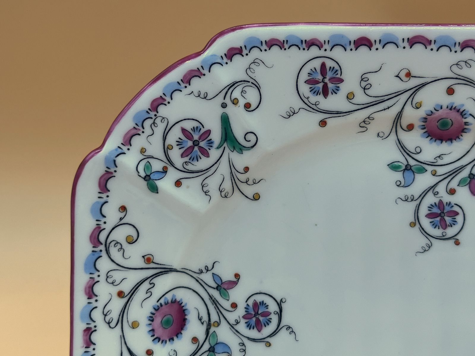 Vintage Shelley China Pink Scroll Pink Trim Design Queen Anne Shape Cup, Saucer & Side Plate Trio. 11502. Rd. 723404. photo buy