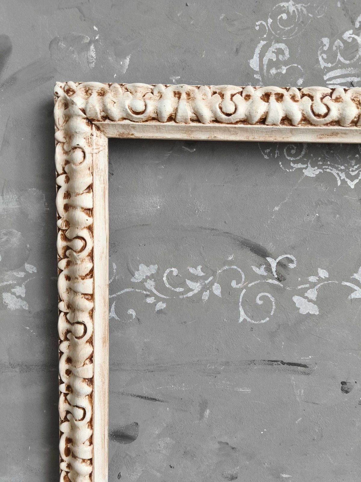 photo for sale Antique Carved Wood Picture Frame, White Ornate Shabby Chic Gallery Wall Decor