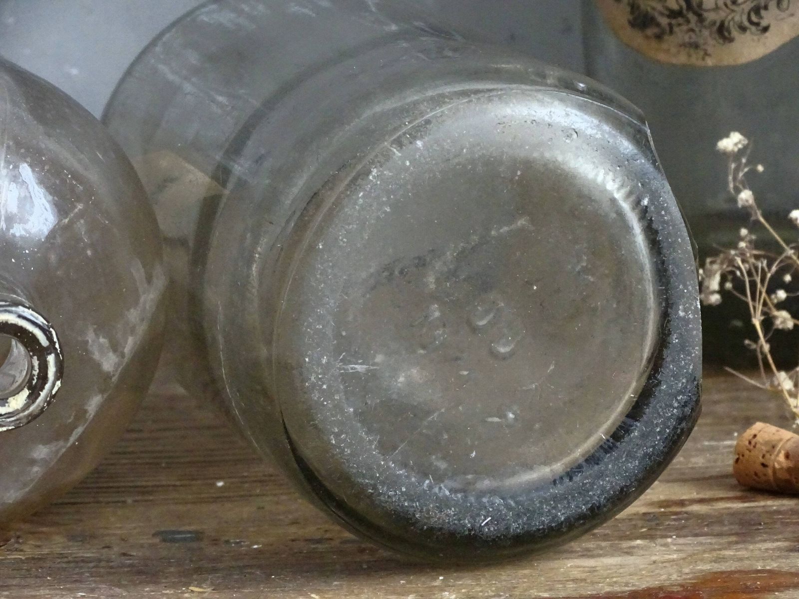 Antique French Apothecary Bottle: Large Clear Glass Jar With Cork Stopper photo buy