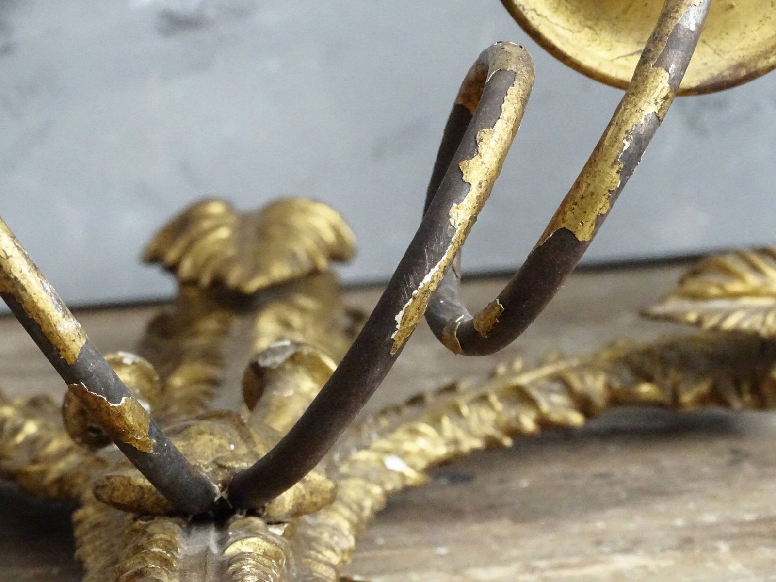photo for sale Antique Florentine Giltwood Wall Sconce: Hand Carved Wood, 2 Arm Candelabra