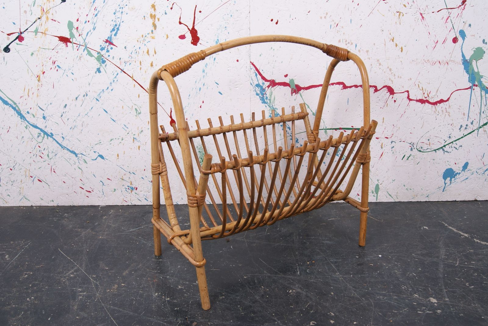 French Bamboo Magazine Rack