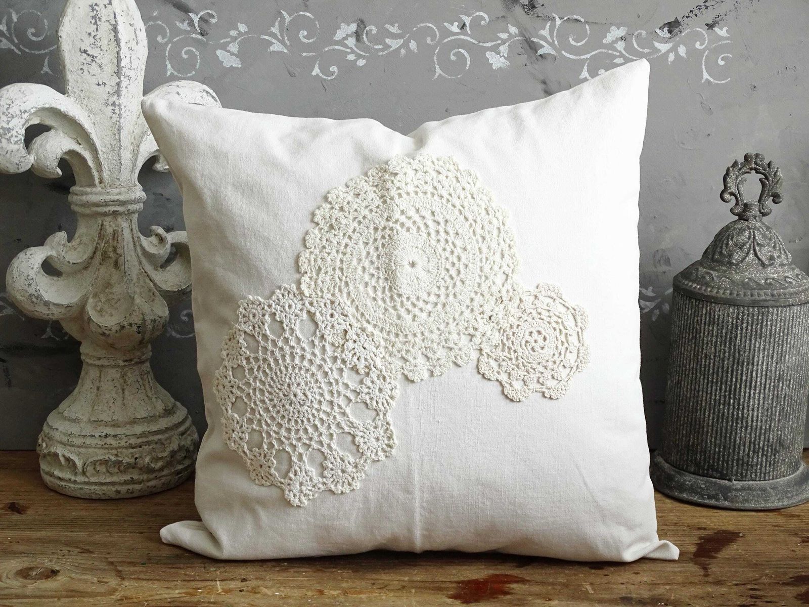 Set Of 9 Crochet Lace Pillow Covers: Shabby Chic Throw Cushion Combo