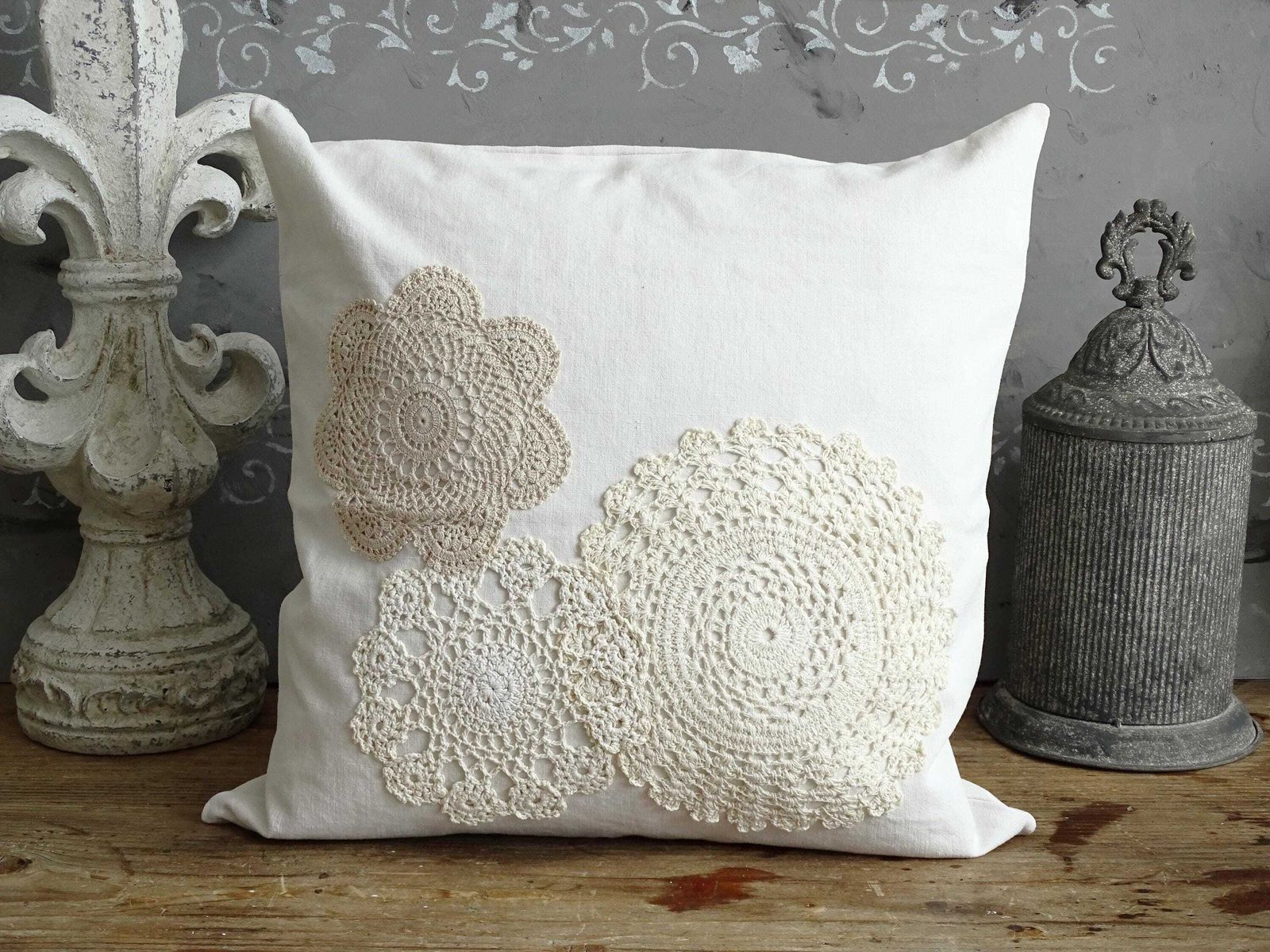 Set Of 9 Crochet Lace Pillow Covers: Shabby Chic Throw Cushion Combo photo Textiles