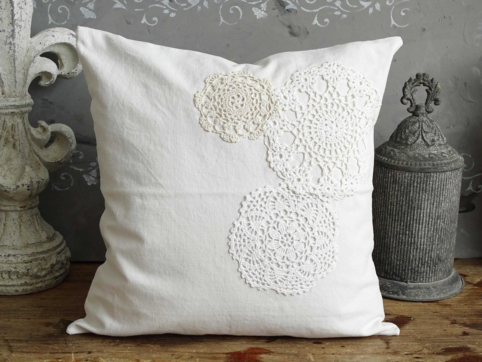 Set Of 9 Crochet Lace Pillow Covers: Shabby Chic Throw Cushion Combo photo vintage