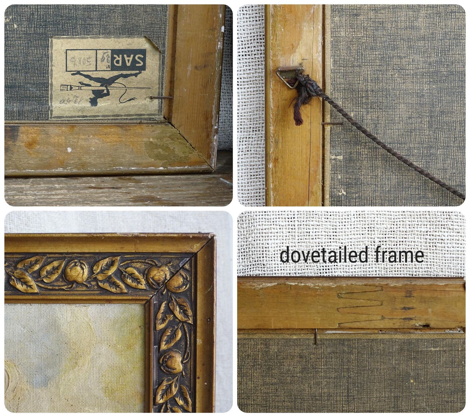 photo for sale Antique Cows Oil Painting: Gesso Landscape In Gold Ornate Frame
