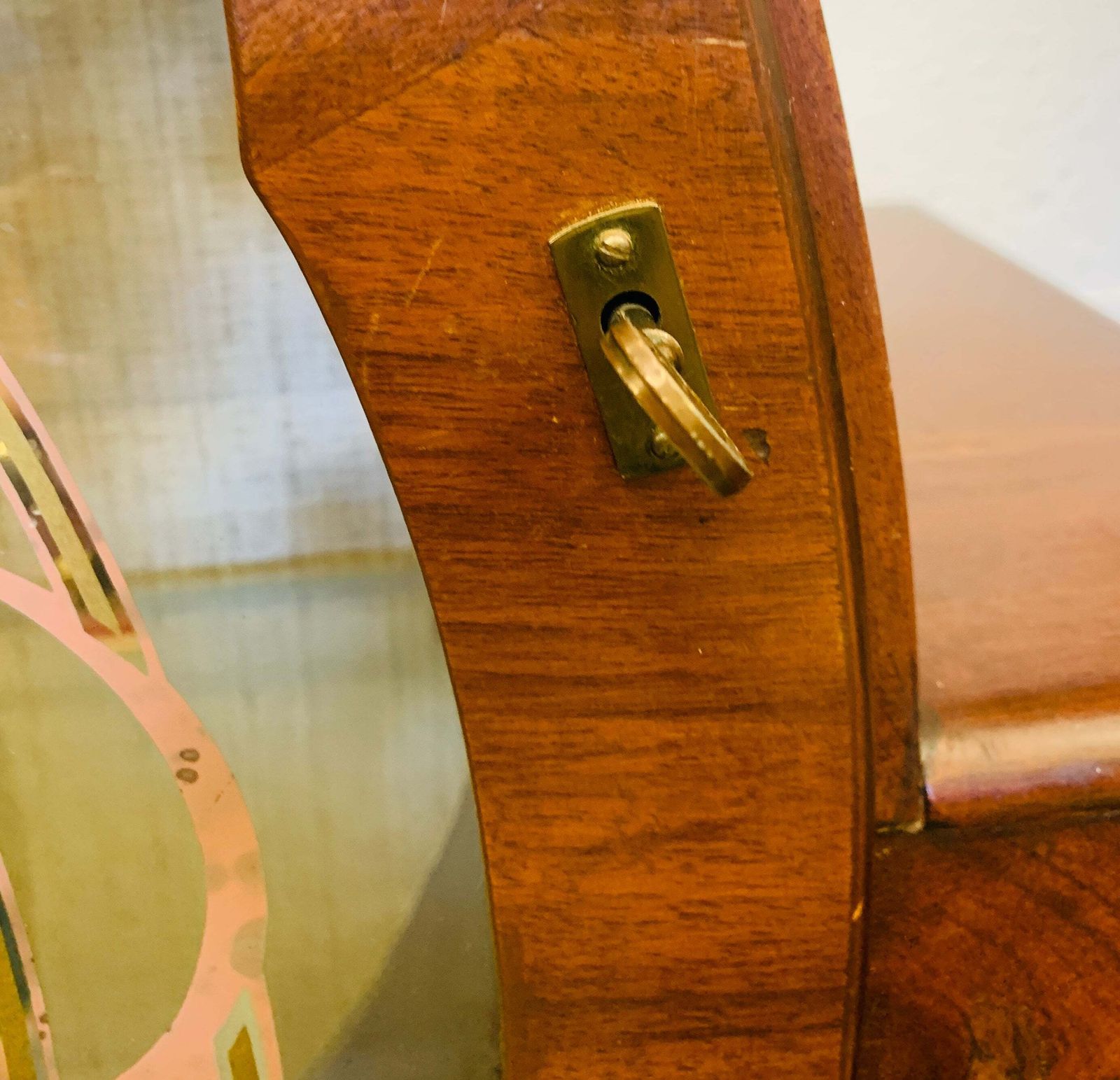 1930s Art Deco Cocktail Cabinet Curved Walnut Bar With Etched Glass photo for sale