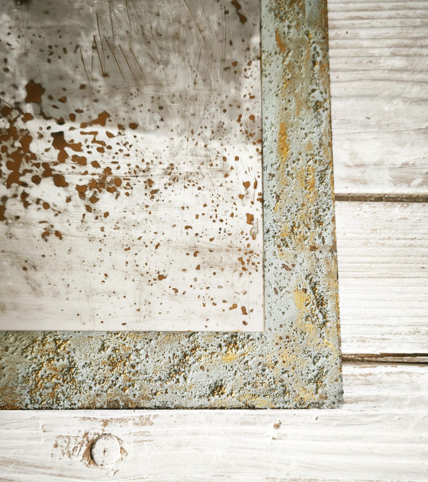 Aged French Trumeau Mirror: Cherub, Blue Gold, Shabby Chic photo buy