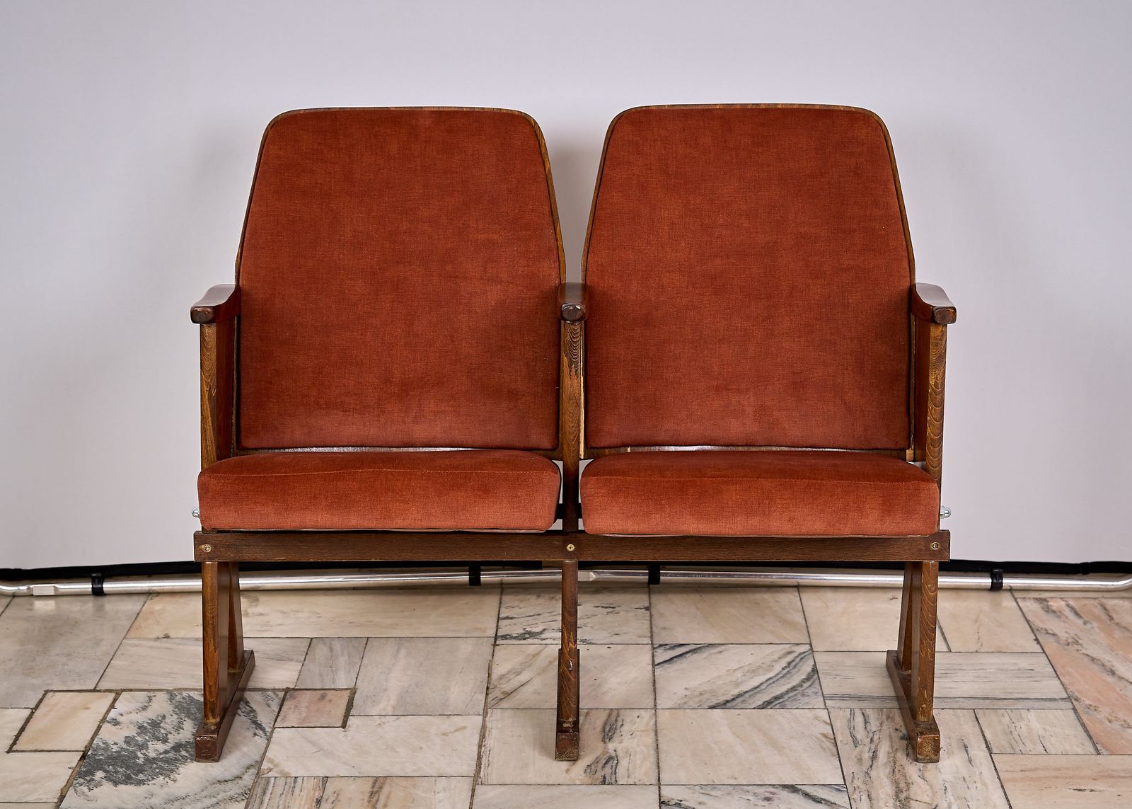 Folding 2 Seater Cinema Armchairs Czechoslovakia 1970s photo furniture