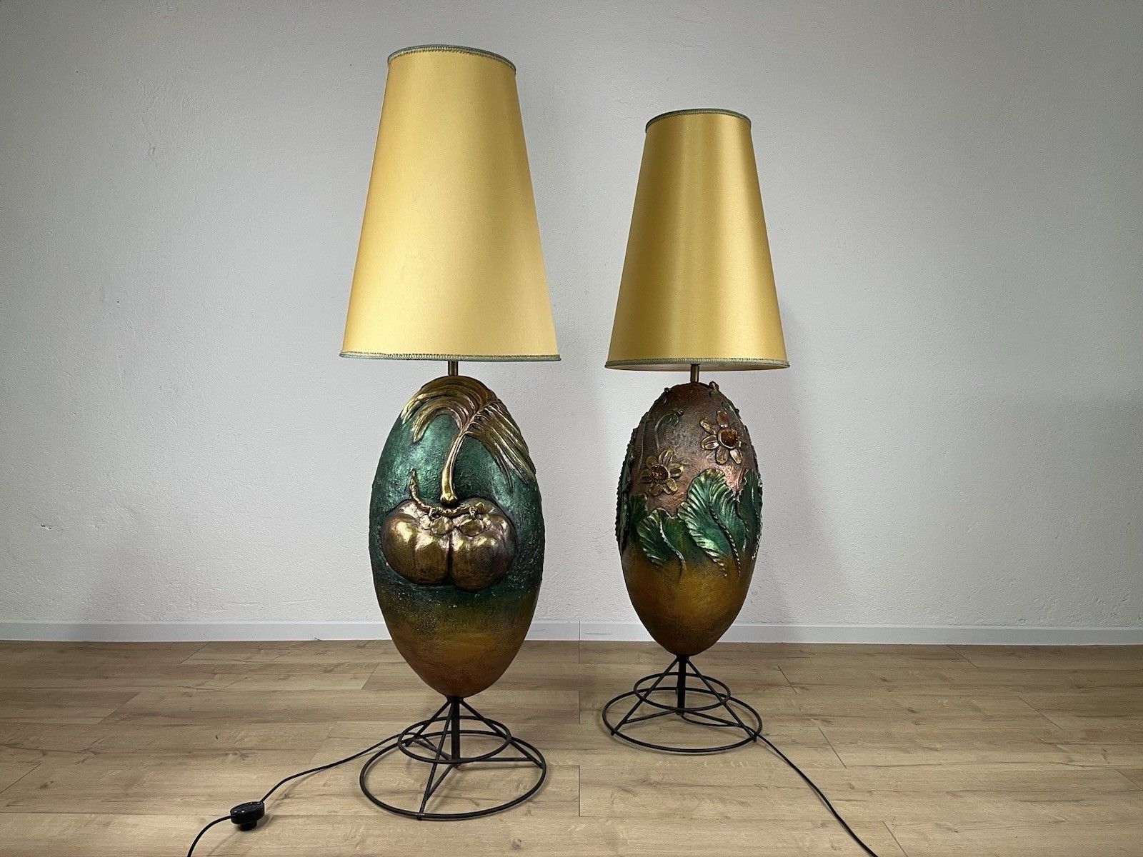 Pair Of 80’s Vintage Design Decorative Terracotta Lamps photo Lighting