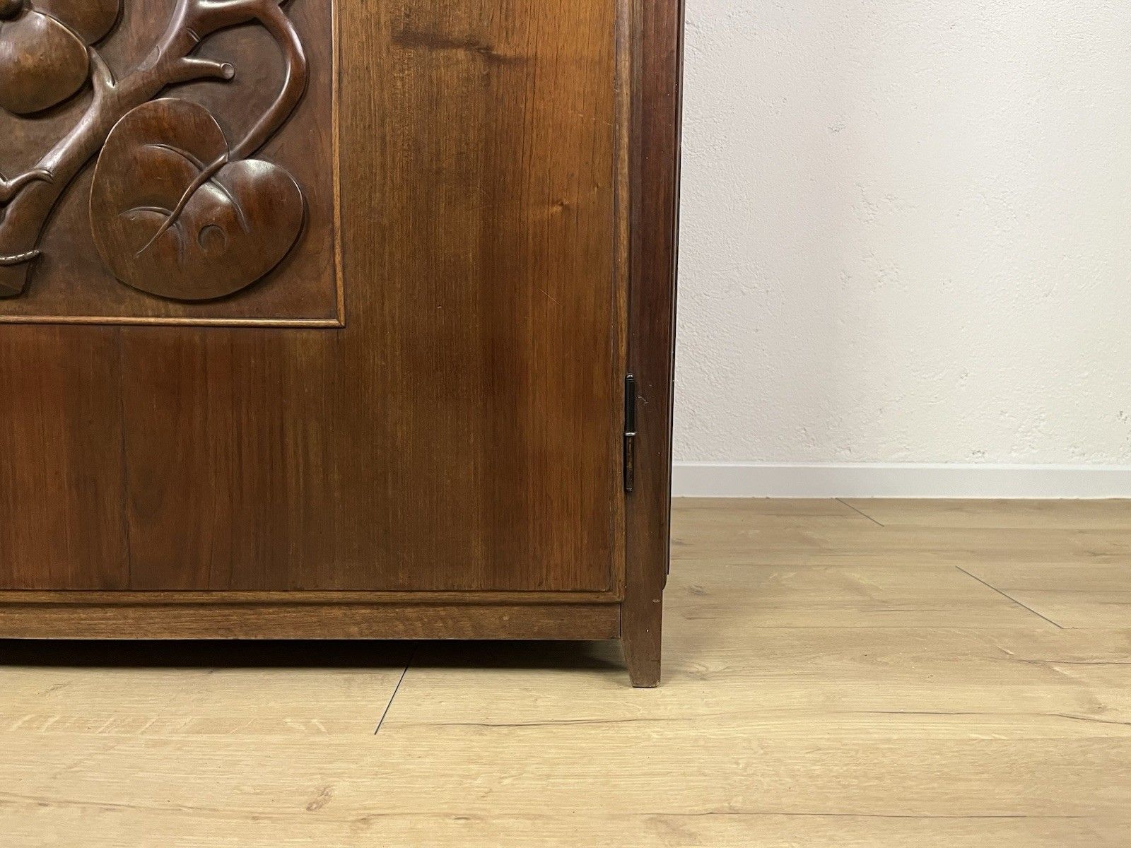 photo for sale 1950s Inlaid Wood Pantry Cabinet Vintage Design