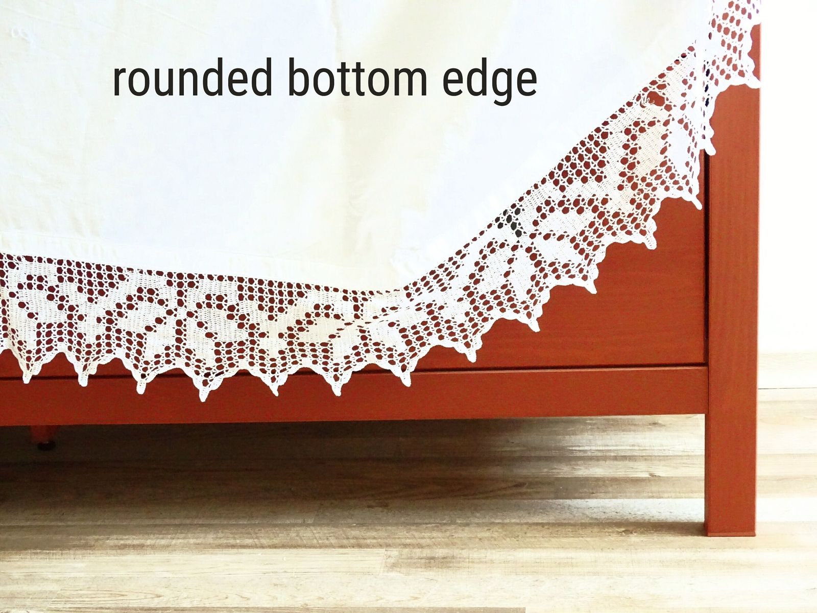 Antique Lace Cafe Curtain: Hand Crochet Trim, French Style Valance photo vintage