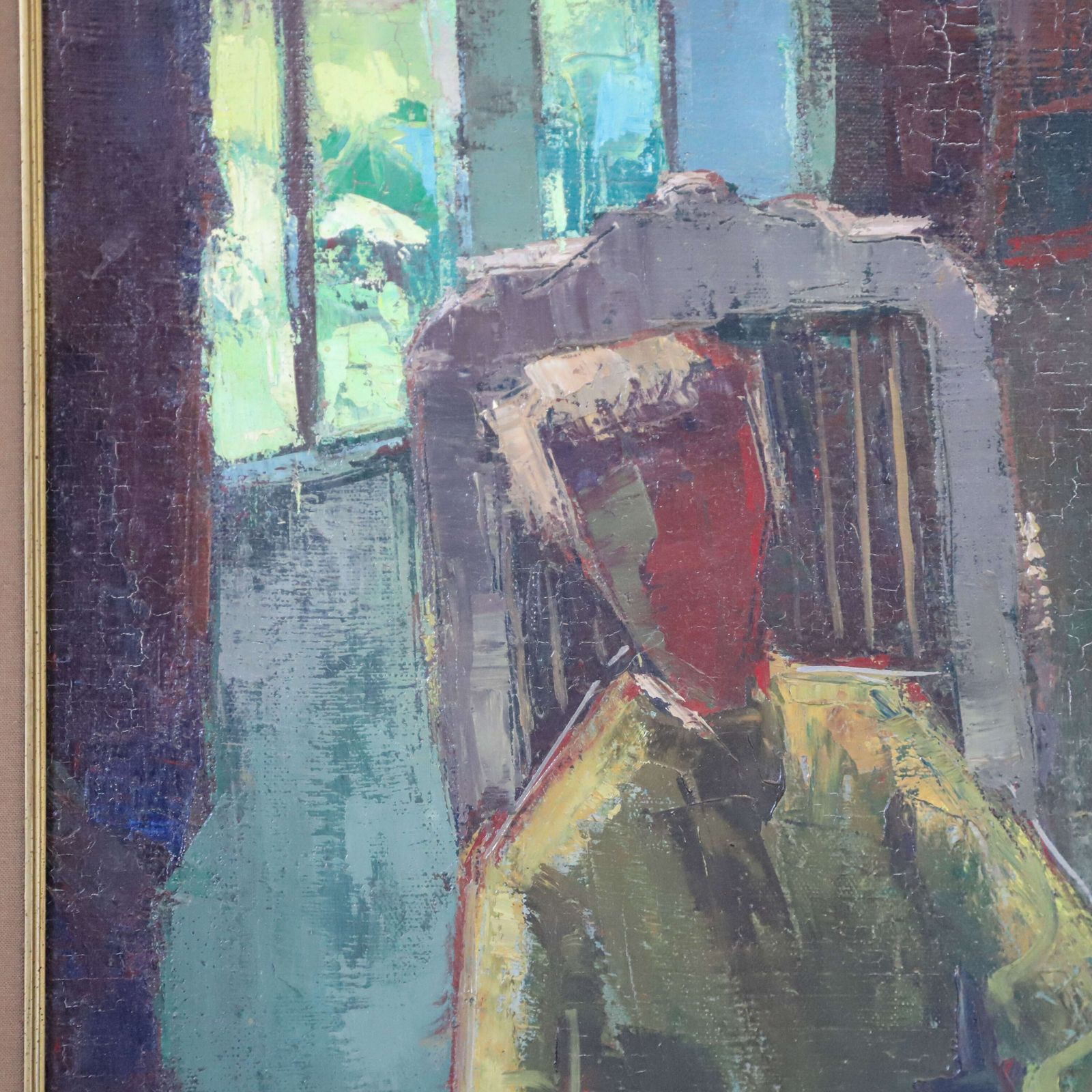 Trudy In The House Of The Red Cloister | Désiré Haine Belgian Oil Masterpiece (120x120cm) photo Art
