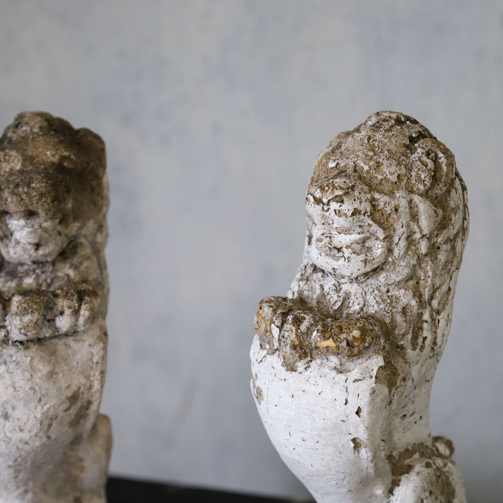 Pair Of English Mid‑Century Stone Garden Lions Standing Guard In A Regal Pose photo 465.0
