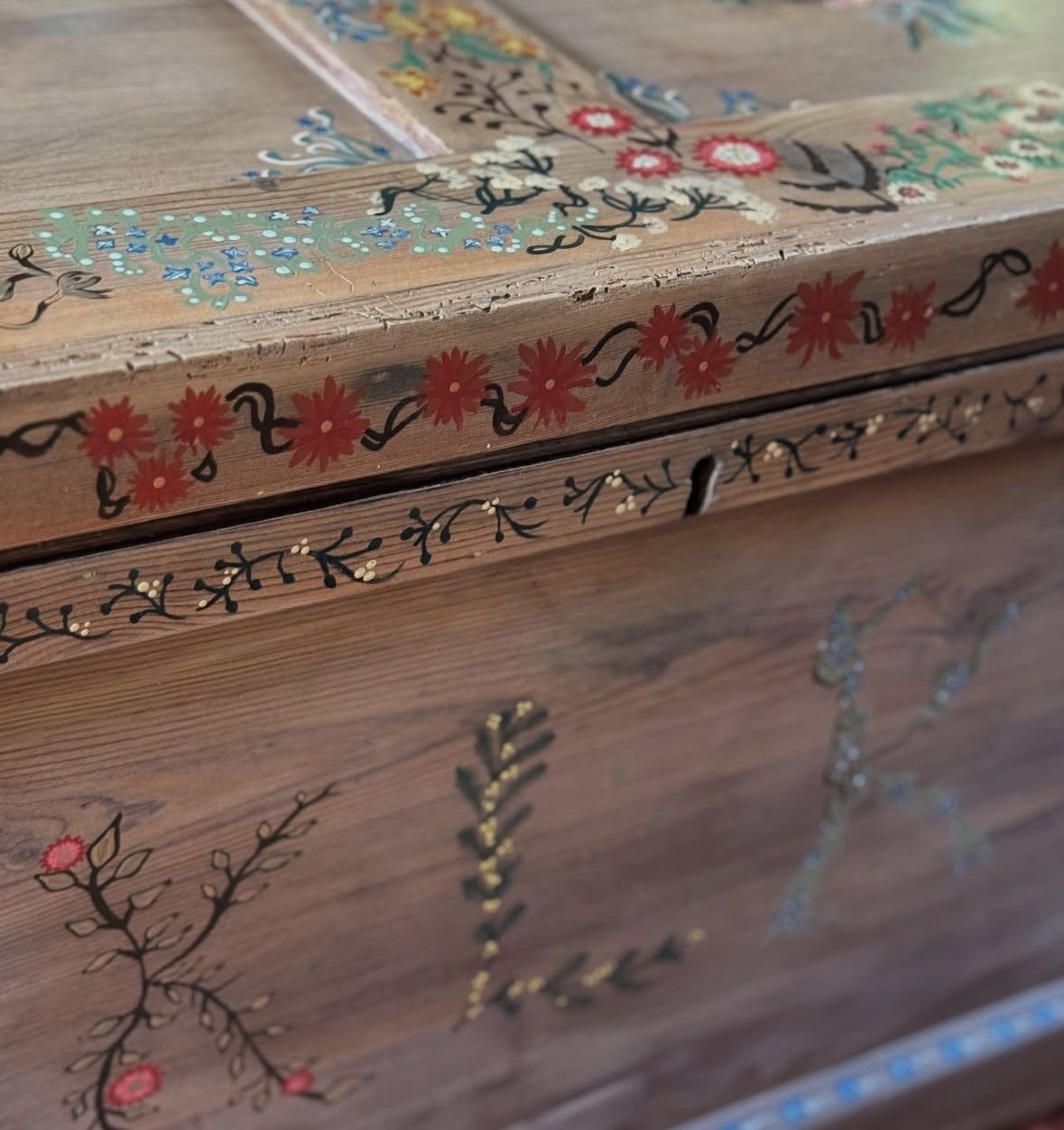 Large Hand Painted Blanket Chest photo for sale