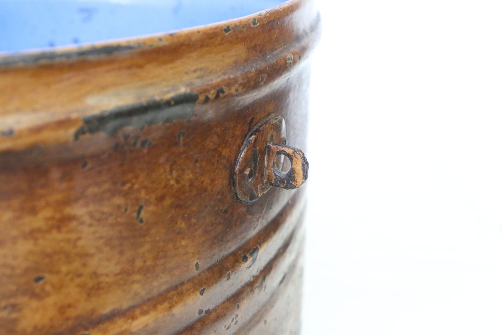Antique Metal Hat Box Toleware Tin Lovely Patina + Hasp Very Decorative photo 77.0