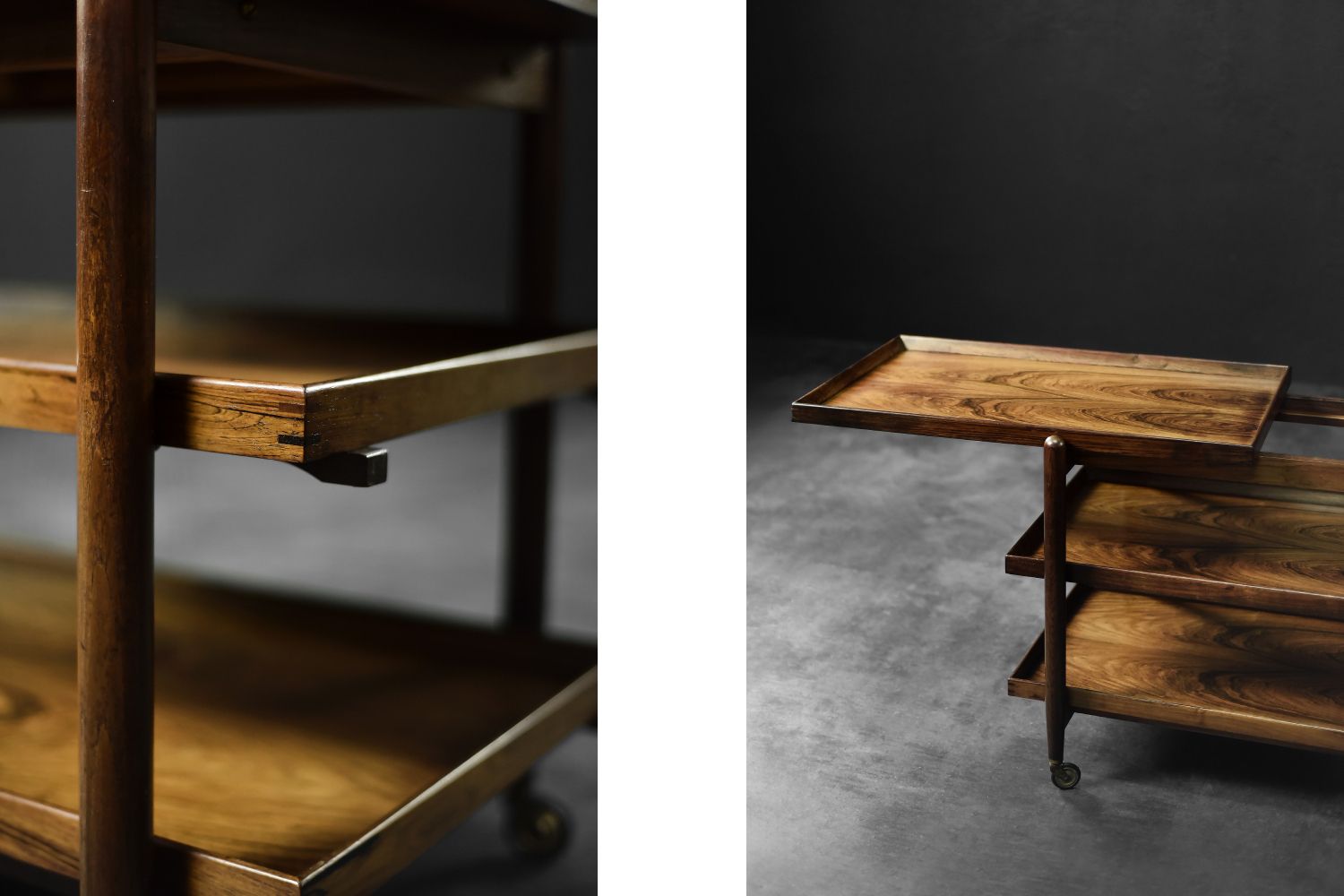 Vintage Danish Rosewood Serving Trolley By Poul Hundevad, 1960s photo for sale