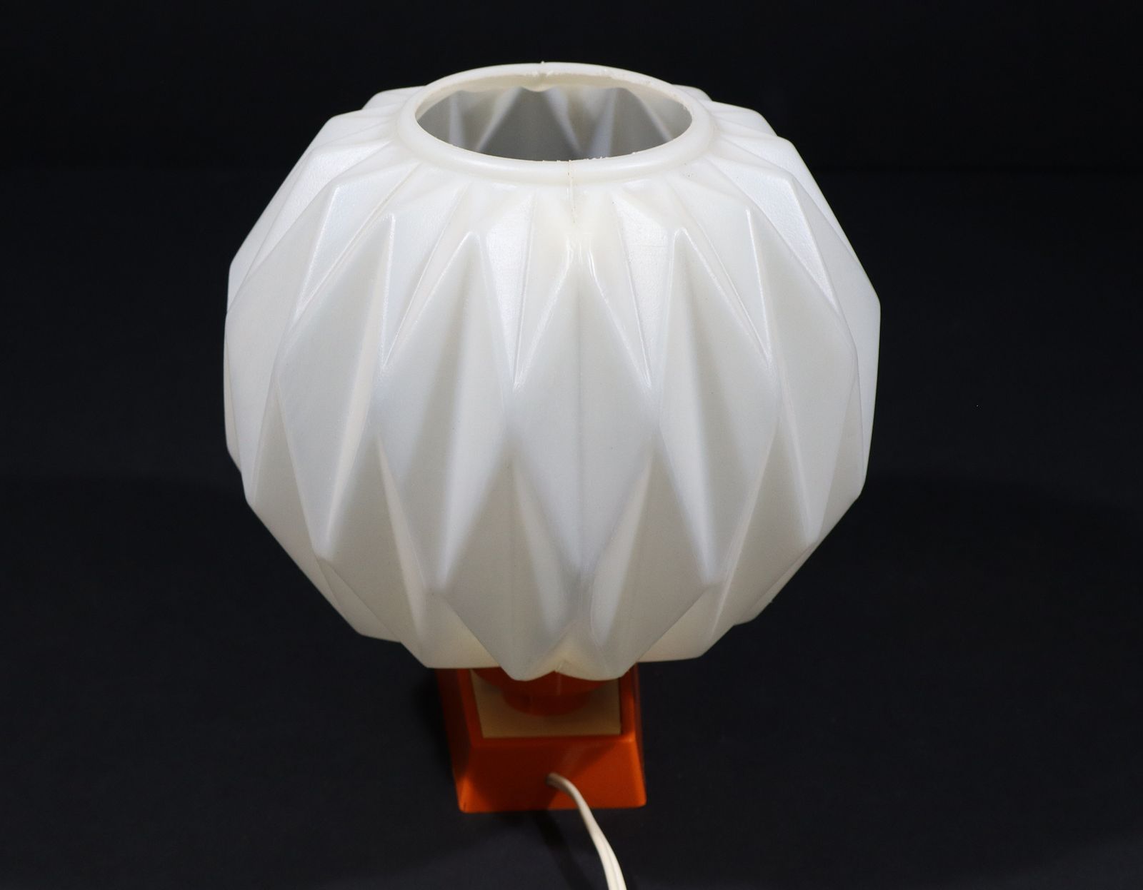 French Vintage Table Lamp Plastic Origami Shade Retro Lamp Orange Desk Light photo vintage