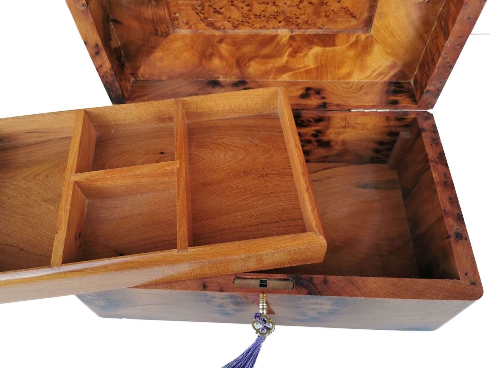No Custom Fee/ Luxurious Jewellery Box Made Of The Thuya Burl And Inlaid With Ebony Wood photo vinterior