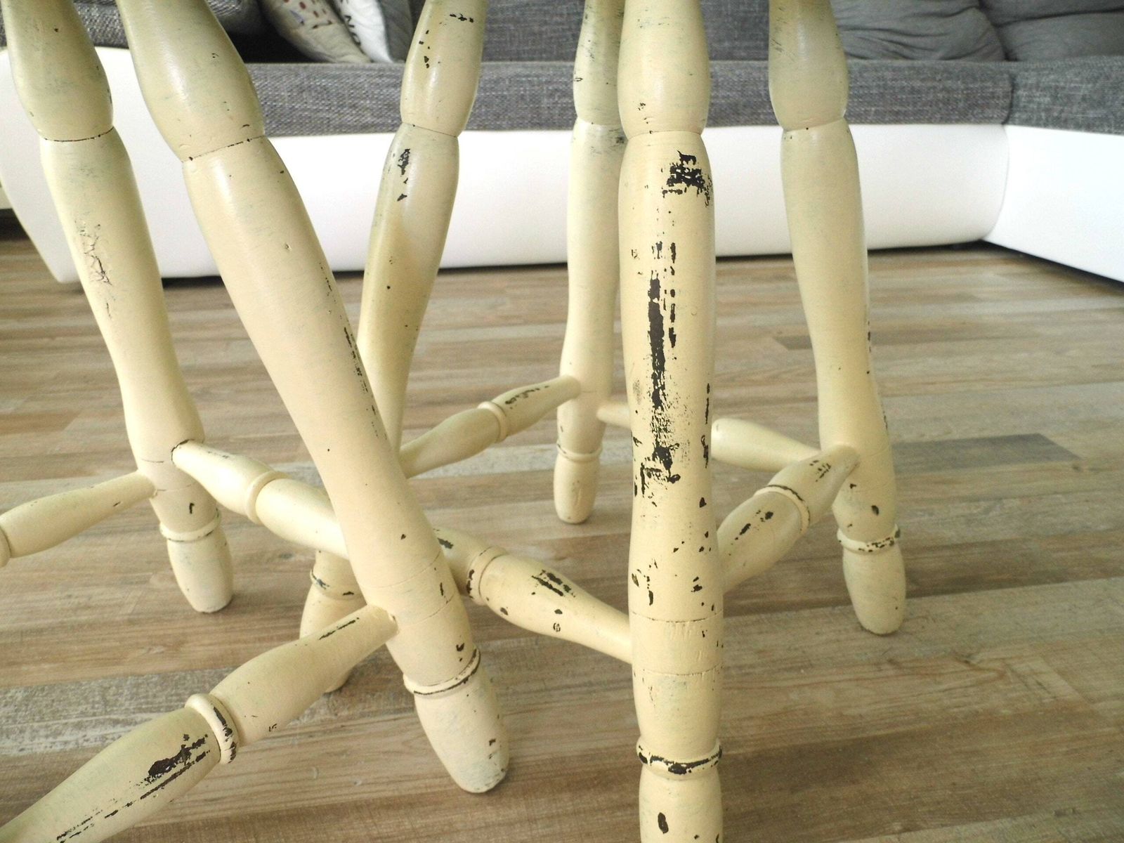 Vintage Leather Top Stool: Mid Century Modern Wood Barstool photo 85.0