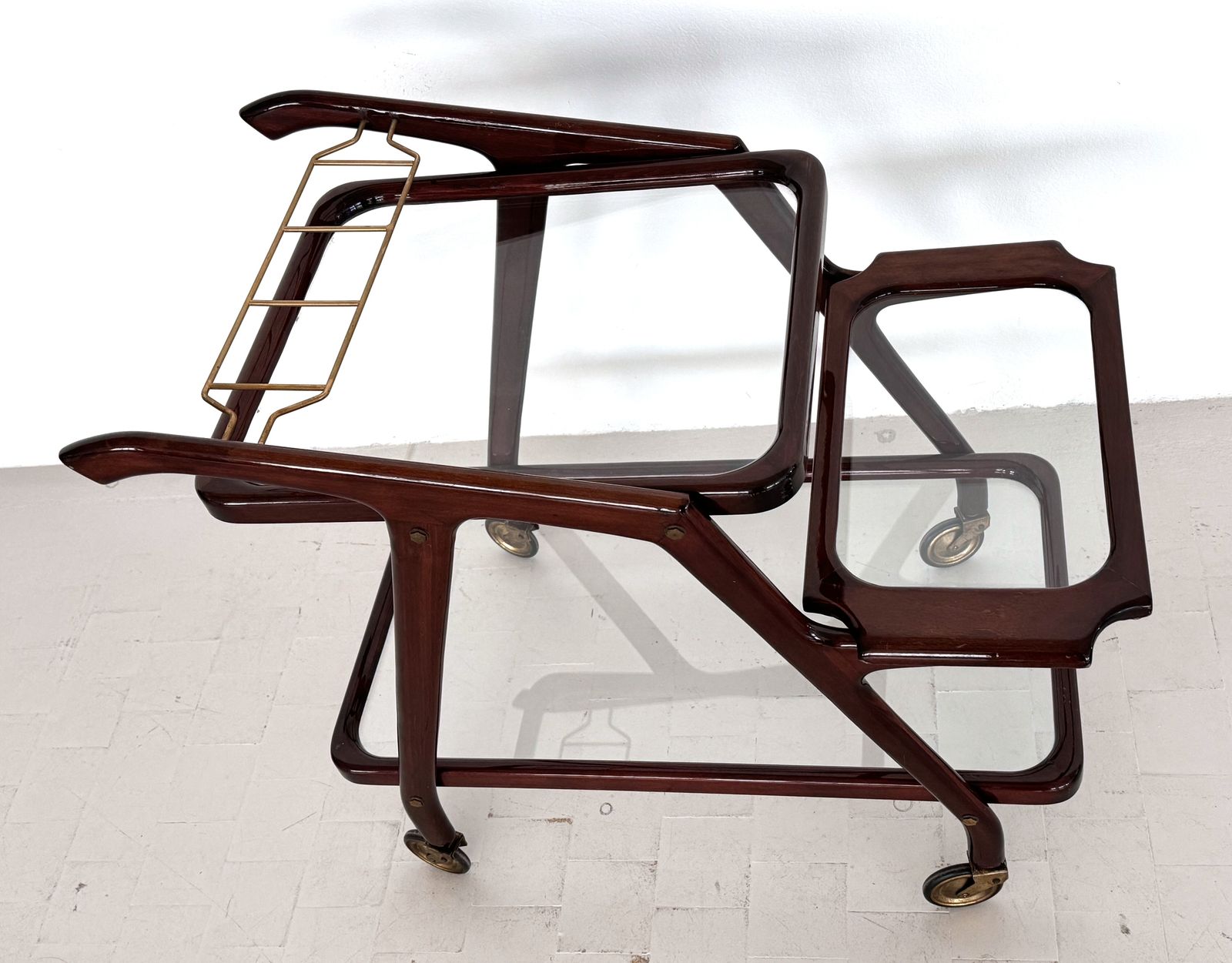 Italian Midcentury Serving Cart Or Trolley In Cesare Lacca Style, 1960s photo vintage
