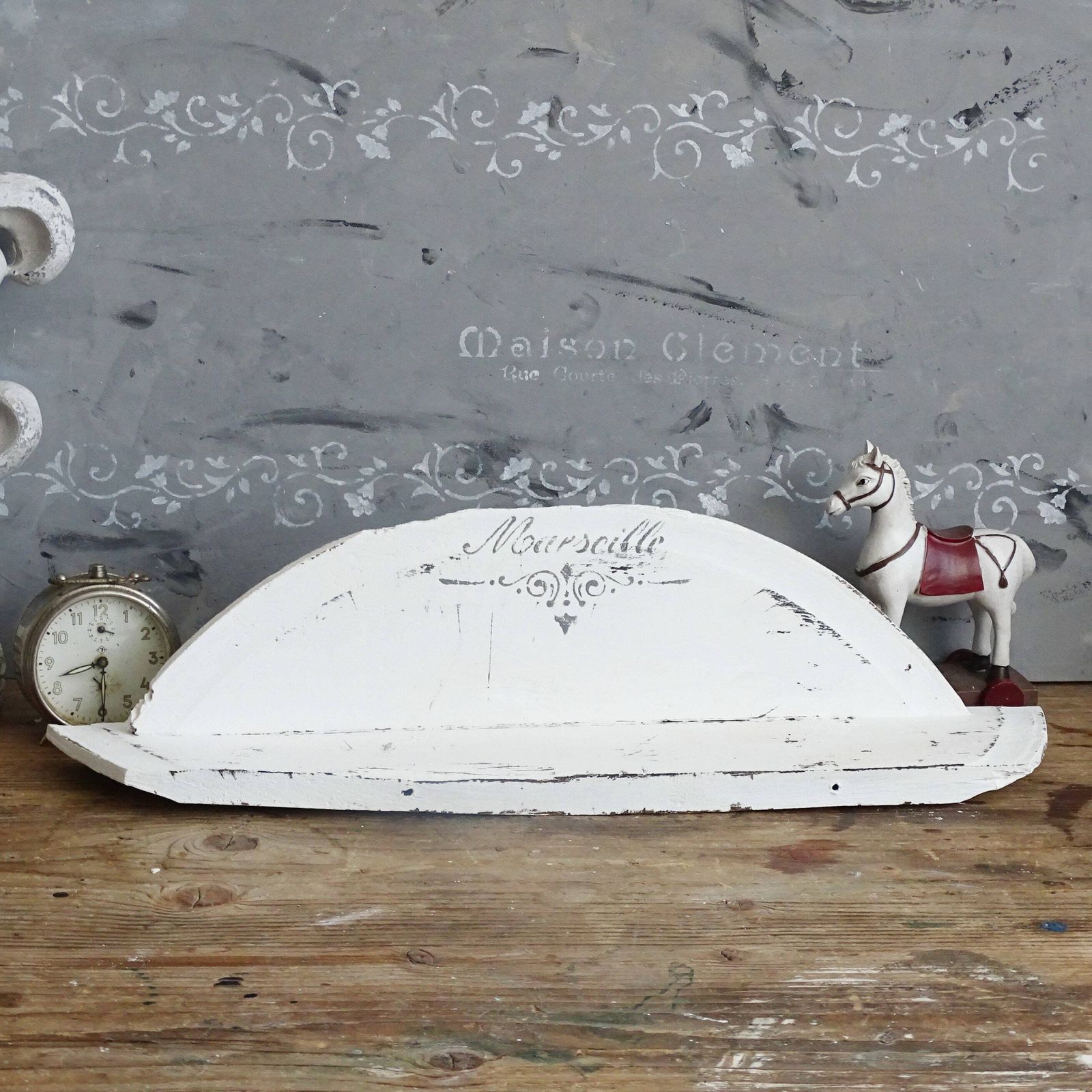 Antique Wood Wall Shelf: Shabby Chic Farmhouse Decor photo vintage