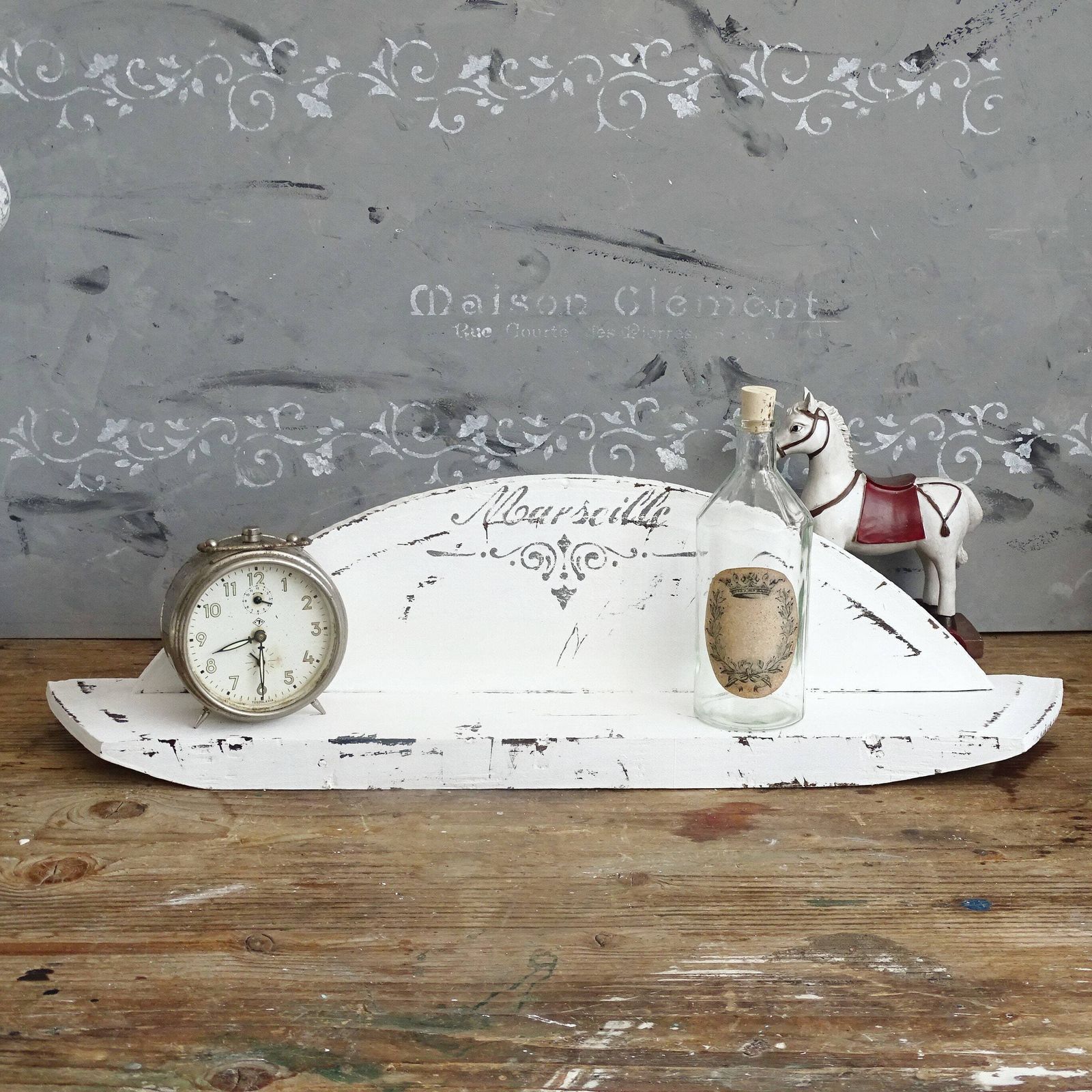 photo furniture Antique Wood Wall Shelf: Shabby Chic Farmhouse Decor