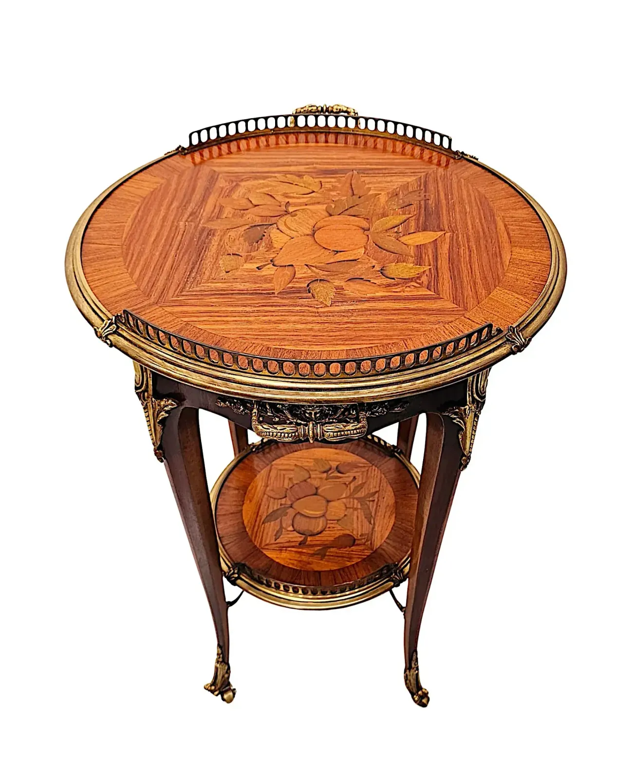 A Fabulous Pair Of 20th Century Marquetry Inlaid Occasional Tables With Ormolu Mounts photo 3898.2208